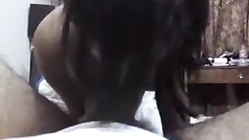 Dhaka young couple in bed and the guy pressing lovely tits of his wife and she then sucks his long dick.