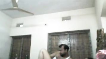 Desi couple from Meherpur showing big boobs while getting her tight clean shaven cunt fucked by horny husband in missionary position in this MMS.