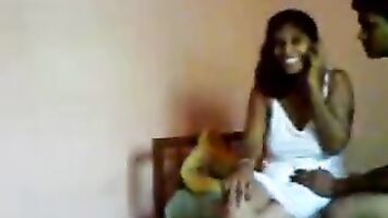 Hyderabadi wife showing lovely tits and swollen pussy lips moaning loudly in pleasure while recording her own fucking session in this awesome MMS.