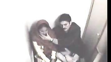 Cute Bangladeshi girl on her first date with her boyfriend in park giving her first ever blowjob