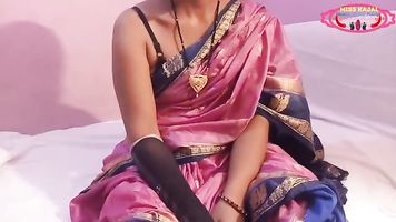 Indian couple playing roleplay of first night on anniversary
