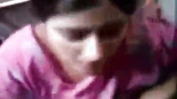 Tamil indian bhabhi sucking her boyfriend's cock in bathroom