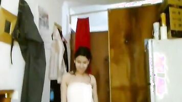 Desi Cute Girl Dancing In Towel After Shower