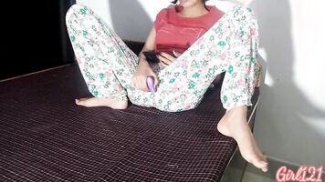 Stepsister caught masturbating in her room