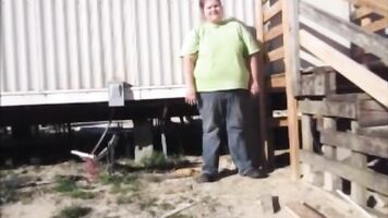 Housewife blow and fuck yard worker to pay her mowing bill with a vagina creampie