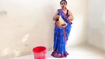 While The Indian Stepmom Washes Bra & Panties, She Took Off Stepson's Pants, Then Asked Him To Fuck Her