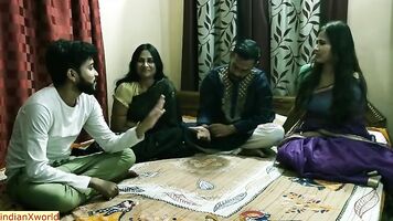 Amazing sexy sex..Tamil cute bhabhi swaping with Hindi cute family sex
