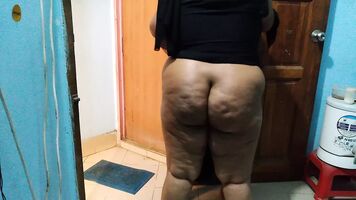 Saudi beautiful aunty sweeping house when neighbor boy saw her huge tits and butt gets seduced &Hot cum - Boruqa & Hijab aunty