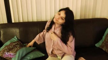 Kavya performing for her website, she bends her nice ass over and gives it a little spanking while asking, Do you like that.